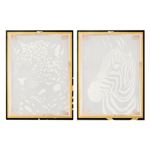 Tableaux noirs Animaux de safari - Zèbre et Léopard Noir