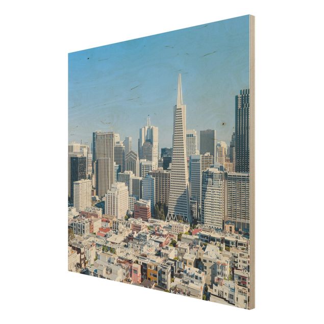 Impression sur bois Silhouette urbaine de San Francisco