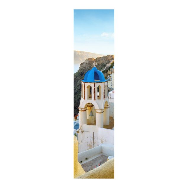 Panneaux coulissants avec architecture et skyline Santorini