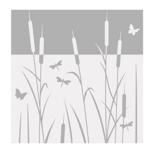 Film pour fenêtres - Roseau avec des libellules et des papillons