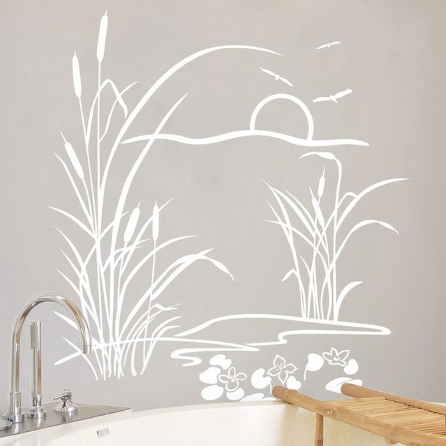 Sticker mural - Reed With Waterlilies