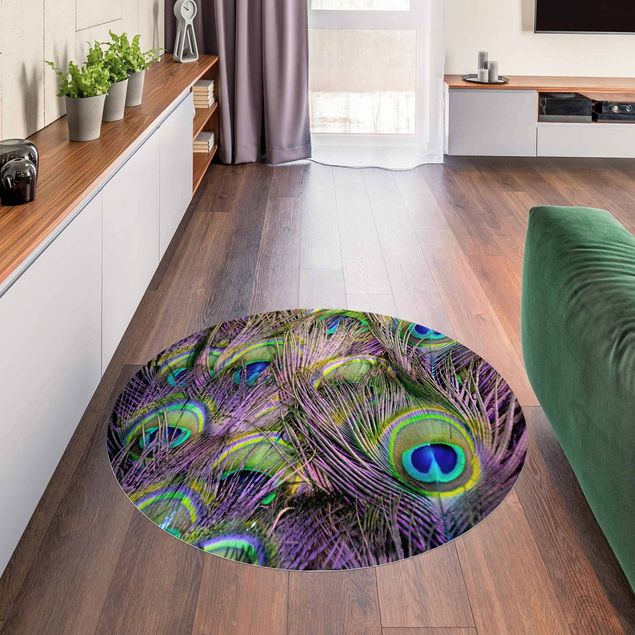 tapis modernes Plumes de paon irisées