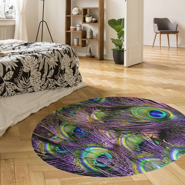 tapis coloré Plumes de paon irisées