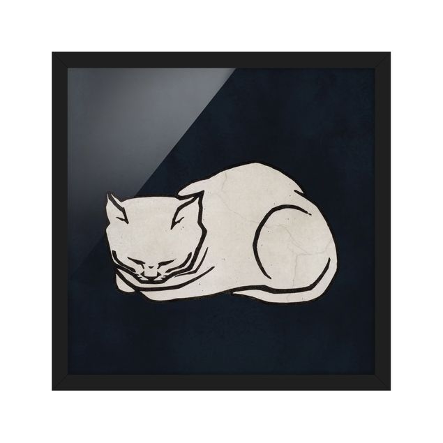 Tableaux encadrés animaux Illustration d'un chat endormi