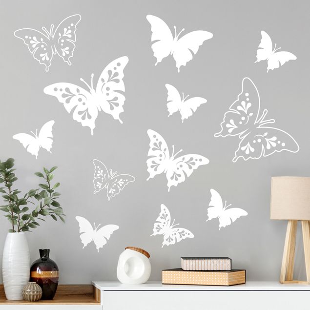 Sticker mural - Decorative Buttterflies Ornaments