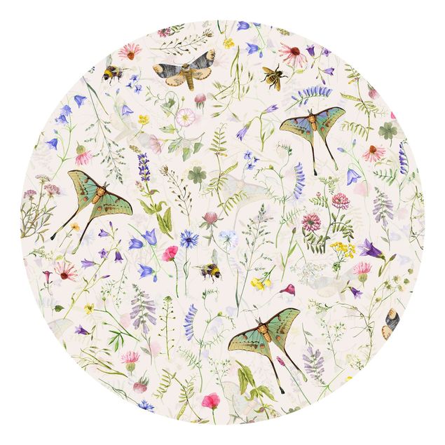 Tableaux de Uta Naumann Papillons et fleurs sur fond crème
