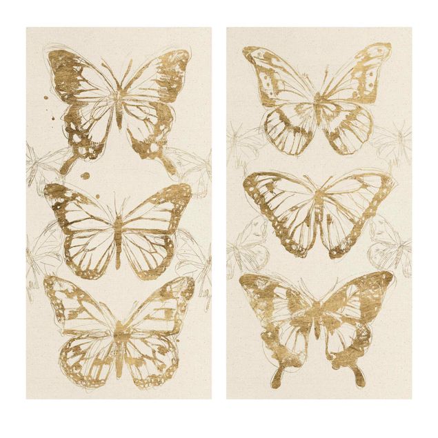 Toile animaux Compositions de papillons d'or