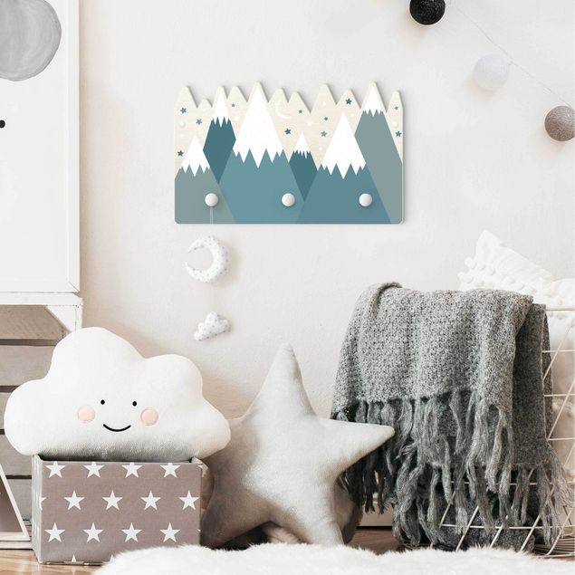 Porte-manteau enfant - Snow Covored Mountains Stars And Moon