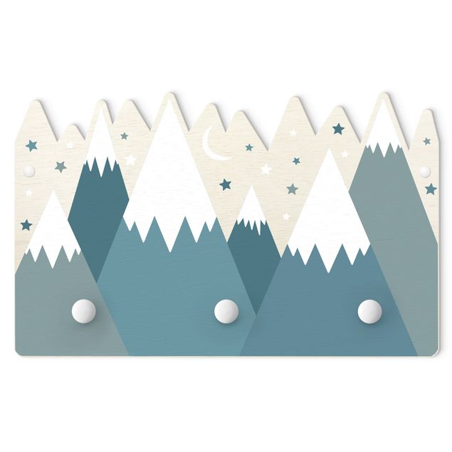Porte-manteau enfant - Snow Covored Mountains Stars And Moon