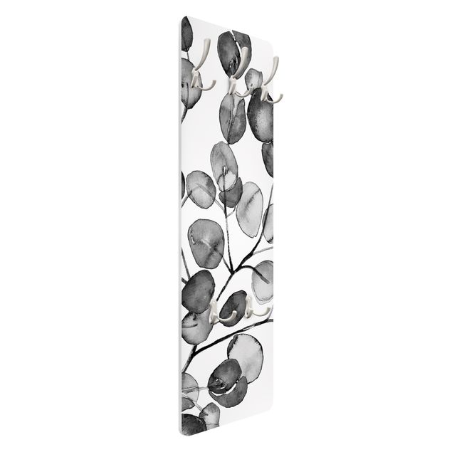 Porte-manteau - Black And White Eucalyptus Twig Watercolour