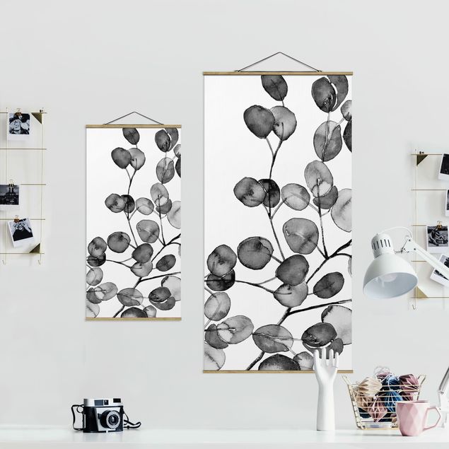 Tableaux Rameau d'Eucalyptus Noir et Blanc Aquarelle