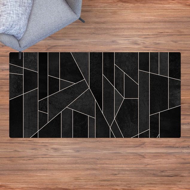 tapis longs Aquarelle géométrique noire et blanche
