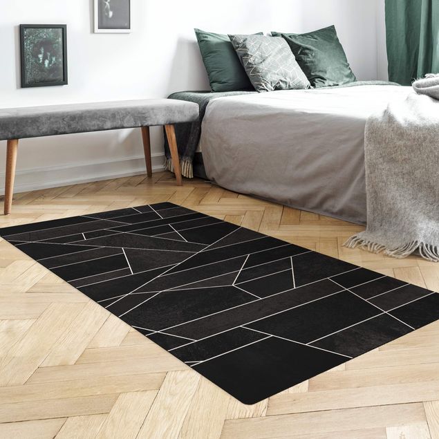 tapis abstraits Aquarelle géométrique noire et blanche