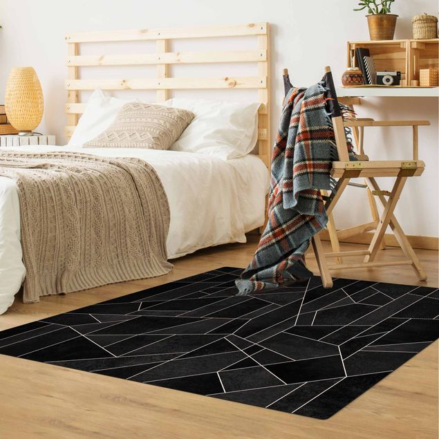 tapis abstraits Aquarelle géométrique noire et blanche