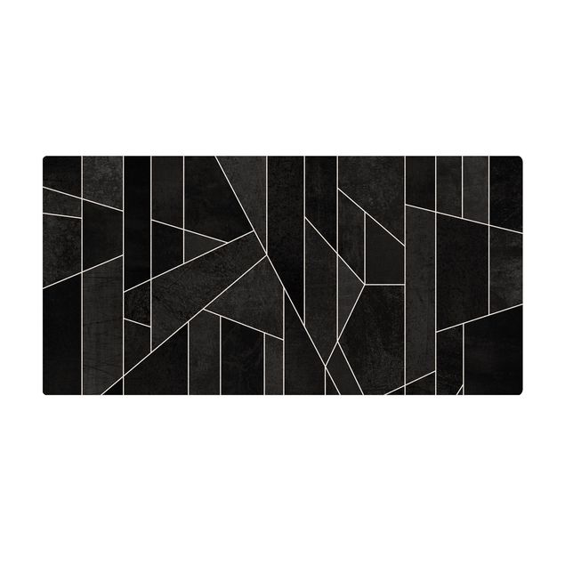 grand tapis Aquarelle géométrique noire et blanche