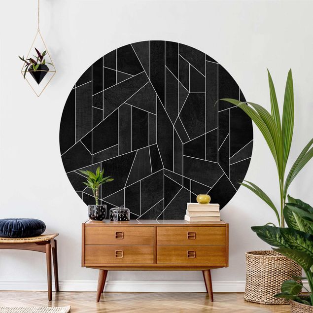 Papier peint motif geometrique Aquarelle géométrique noire et blanche