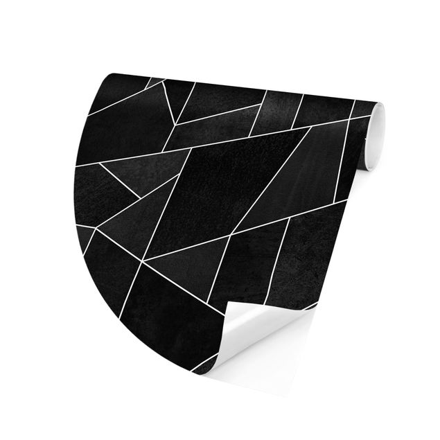 Tapisserie moderne Aquarelle géométrique noire et blanche