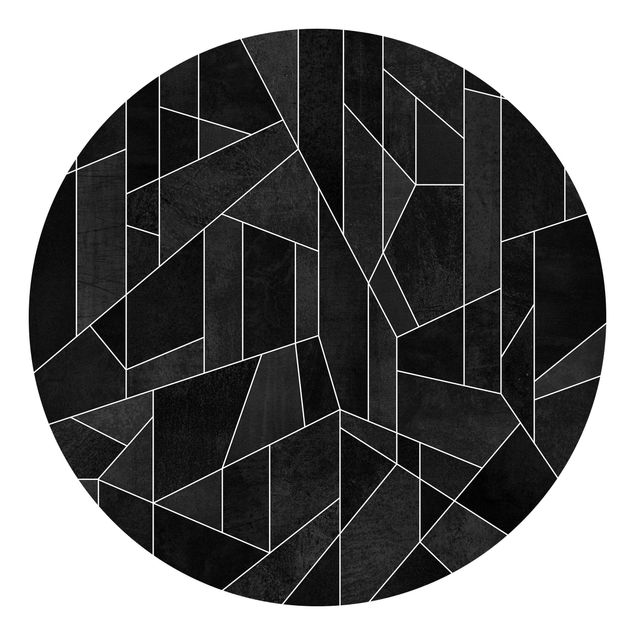 Tapisserie motif Aquarelle géométrique noire et blanche
