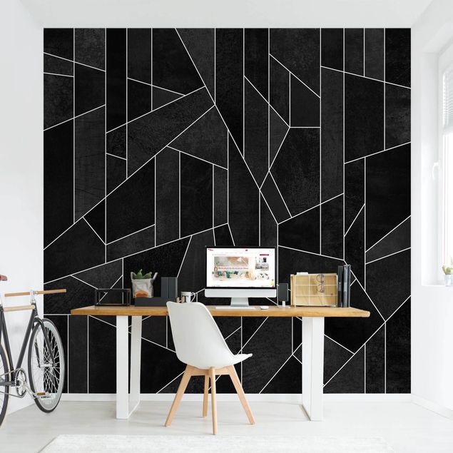 Papiers peints modernes Aquarelle géométrique noire et blanche