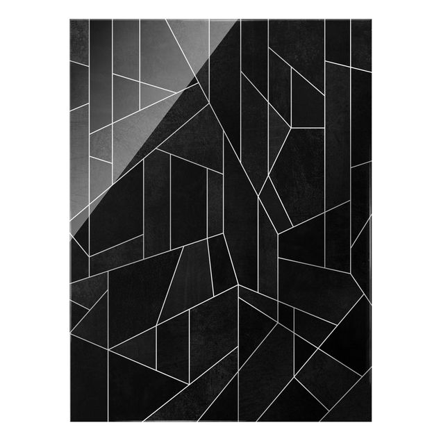 Tableau noir Aquarelle géométrique noire et blanche