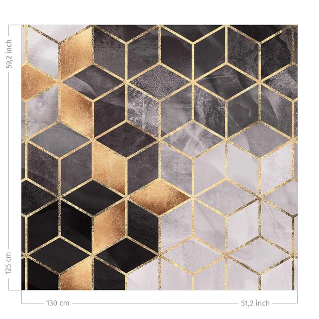 rideaux modernes Black And White Golden Geometry