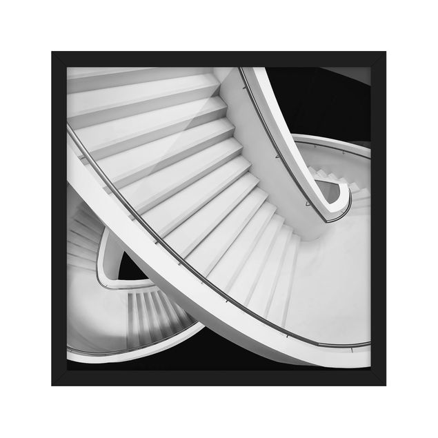Tableau de ville Architecture d'escaliers en noir et blanc