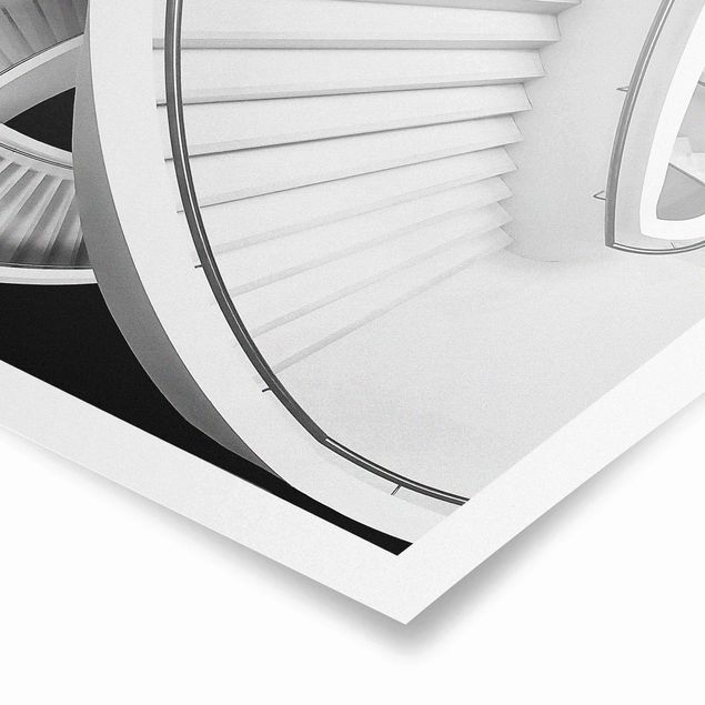 Tableaux noir et blanc Architecture d'escaliers en noir et blanc