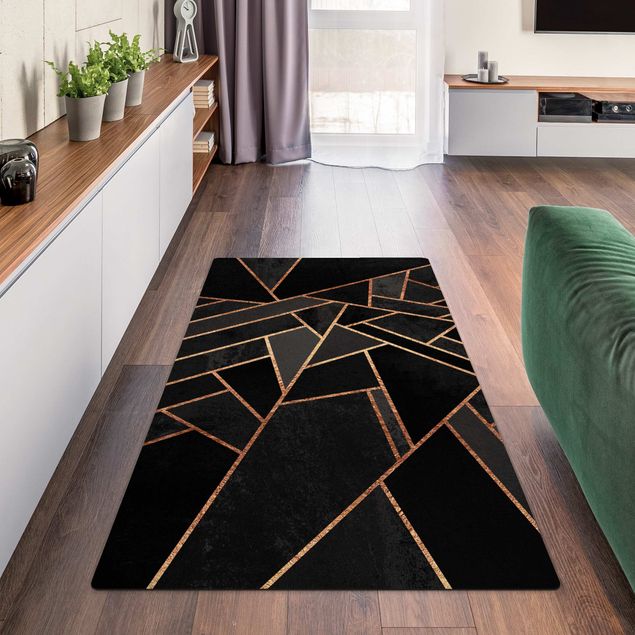 tapis modernes Triangles Noirs Or