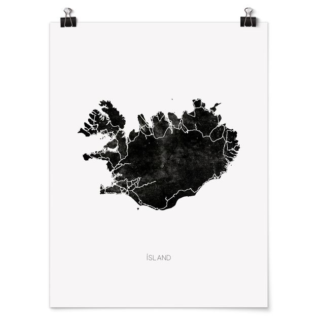 Posters en noir et blanc Islande noire