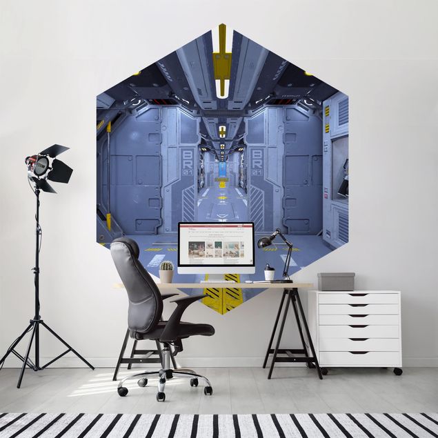Papier peint panoramique hexagonal Sci-Fi Inside A Spaceship
