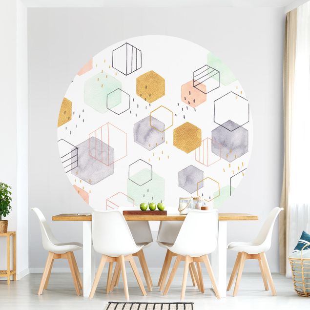 Déco murale cuisine Dispersion hexagonale I