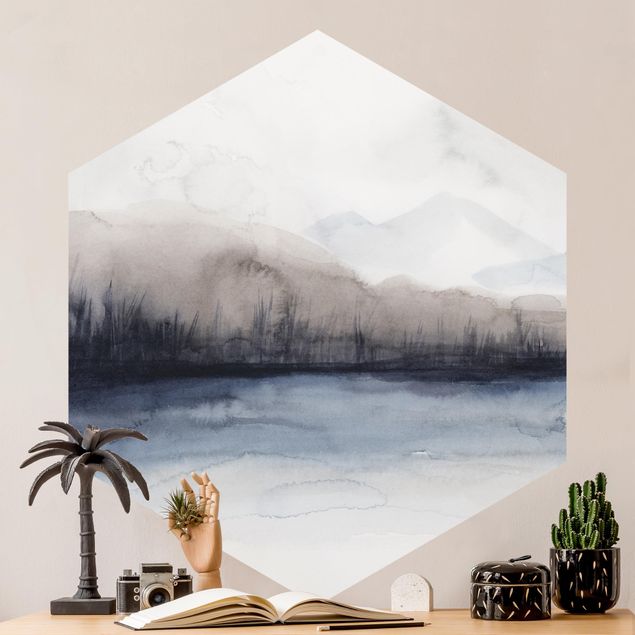 Papier peint montagne Bord de Lac avec Montagnes II