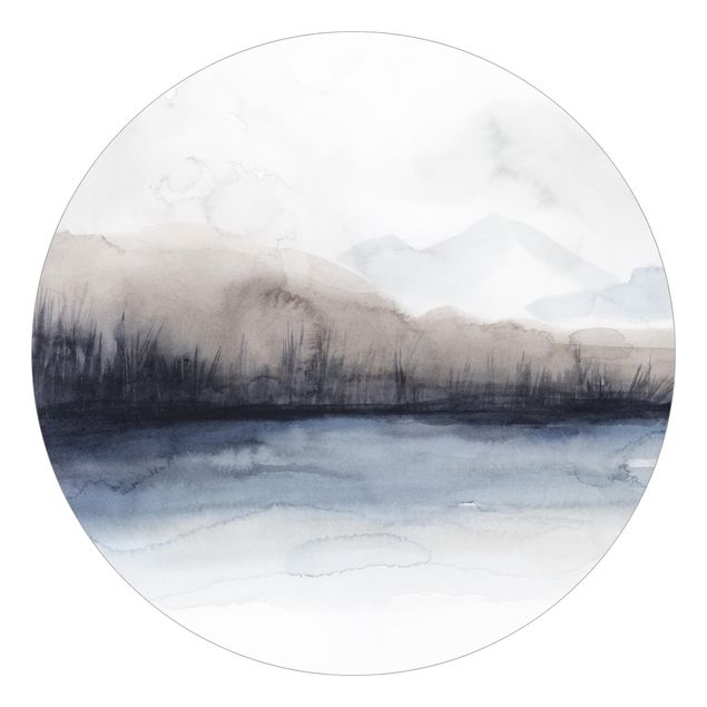 Papiers peints gris Bord de Lac avec Montagnes II