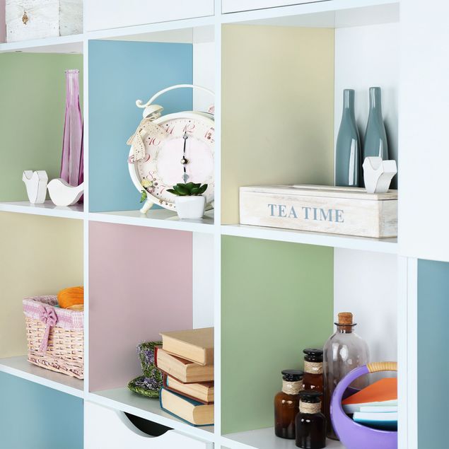 Papier adhésif pour meuble mat Set of 4 Squares Pastel colours - Cream Rose Pastel Blue Mint