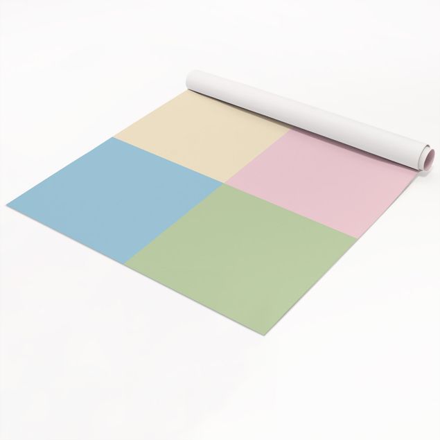 Adhésif porte Set of 4 Squares Pastel colours - Cream Rose Pastel Blue Mint