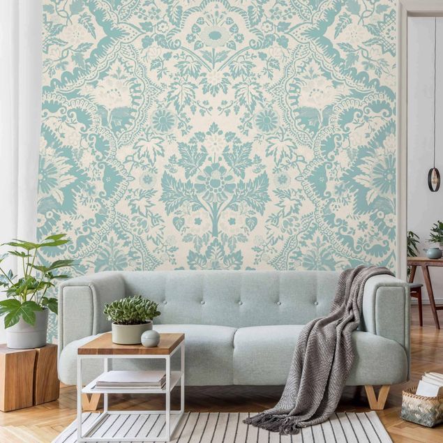 Papier peint - Shabby Baroque Wallpaper In Azure