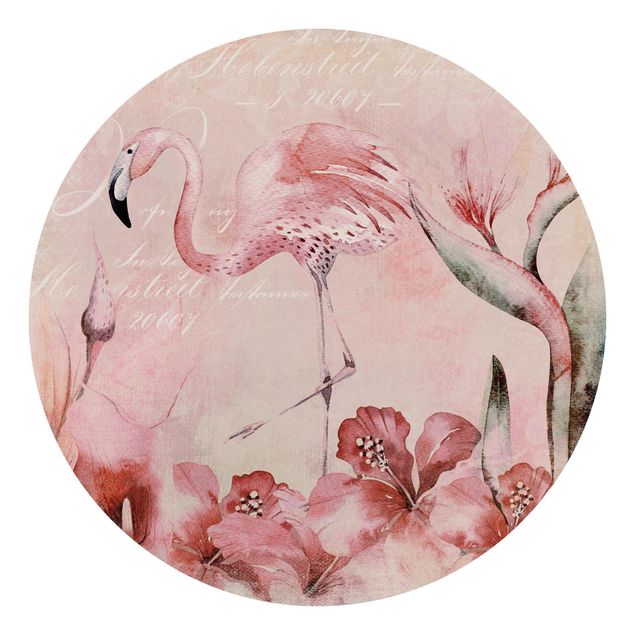 Papiers peints modernes Collage Shabby Chic - Flamingo