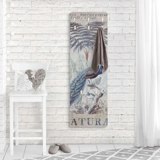 Porte-manteaux muraux country Collage Shabby Chic - Paon