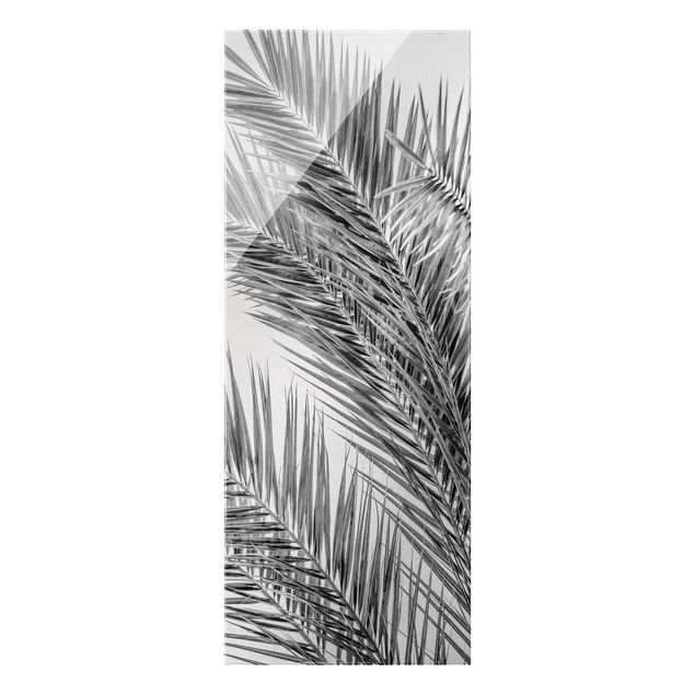 Tableaux fleurs Feuilles de palmier argentées