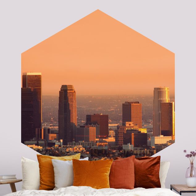 Tapisserie coucher de soleil Silhouette urbaine de Los Angeles