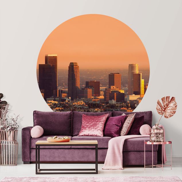 Papier peint coucher de soleil Silhouette urbaine de Los Angeles