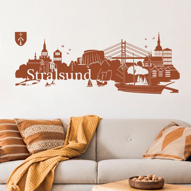 Sticker mural ville Skyline Stralsund