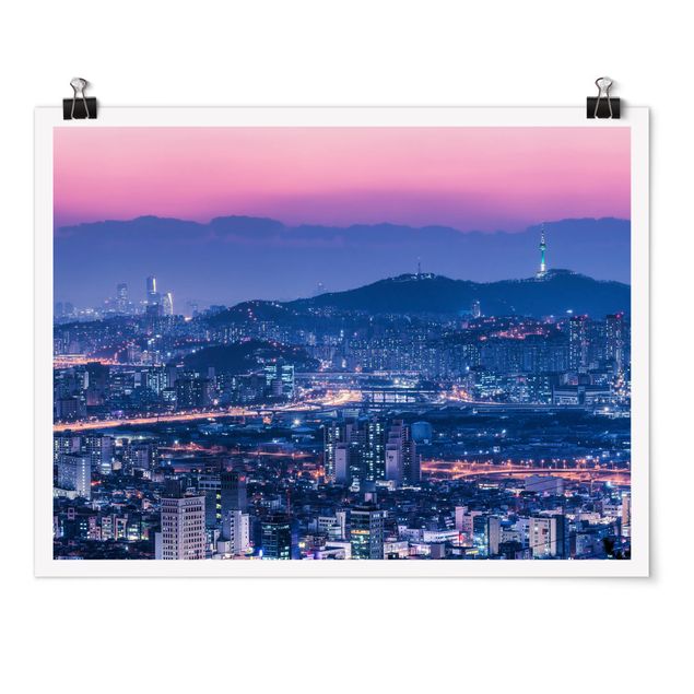 Poster villes Silhouette urbaine de Séoul