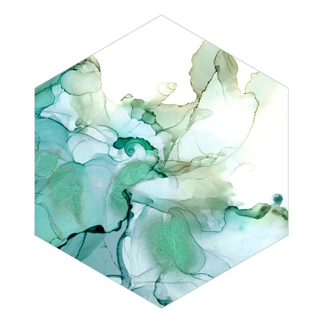 Papier peint hexagonal autocollant avec dessins - Emerald-Coloured Storm II