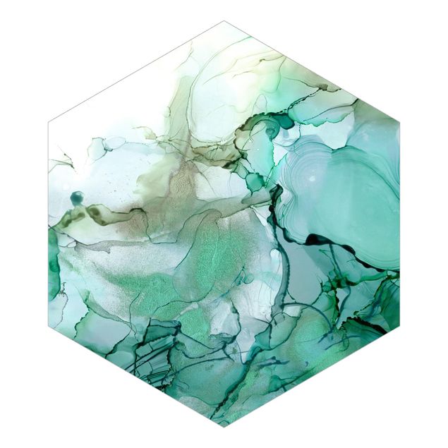 Papier peint hexagonal autocollant avec dessins - Emerald-Coloured Storm