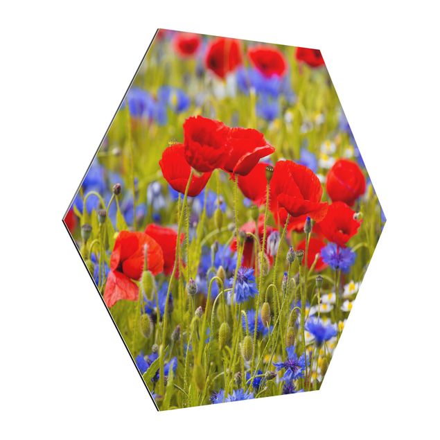 Tableau floral mural Summer Meadow With Poppies And Cornflowers