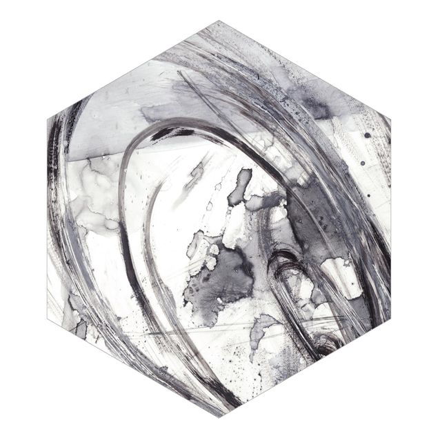 Papier peint hexagonal autocollant avec dessins - Sonar Black And White II