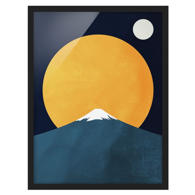 Tableaux encadrés paysage Soleil, Lune et Montagne