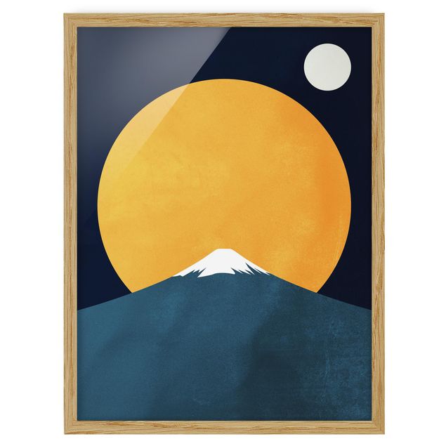 Tableaux encadrés paysage Soleil, Lune et Montagne
