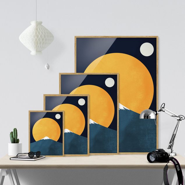 Tableaux modernes Soleil, Lune et Montagne